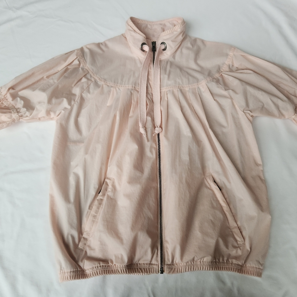 Stella McCartney Adidas Light Blush Pink Short Balloon Sleeve Zip Jacket Small